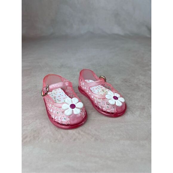 Vintage Pink Floral 90s Y2K Girls Baby Jellies Sandals - Picture 1 of 6